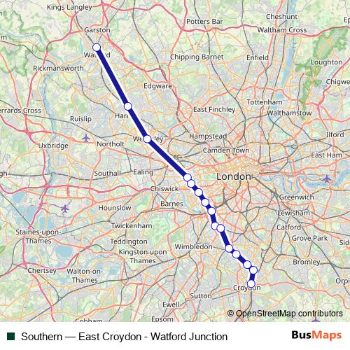 Southern rail Line Map