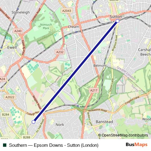 Southern rail Line Map