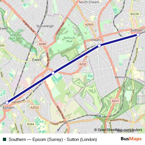 Southern rail Line Map