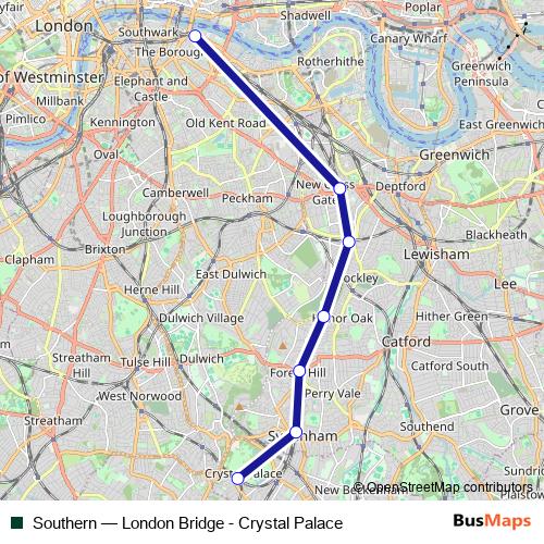 Southern rail Line Map