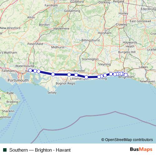 Southern rail Line Map