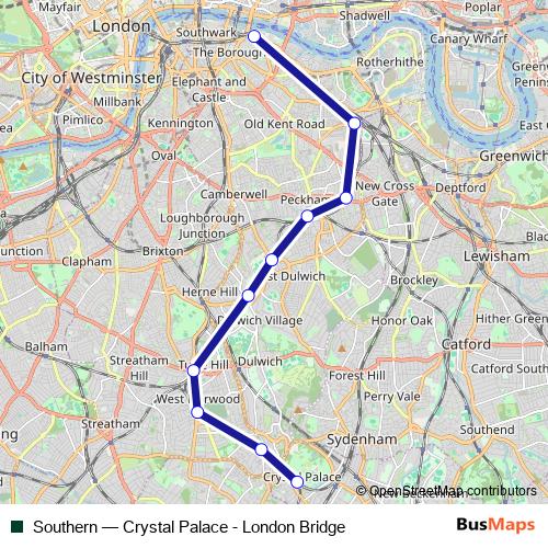 Southern rail Line Map
