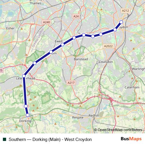 Southern rail Line Map