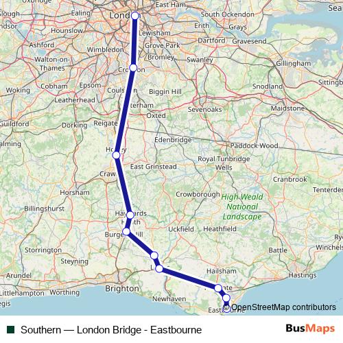 Southern rail Line Map