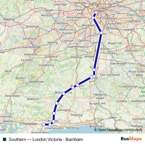 Southern rail Line Map