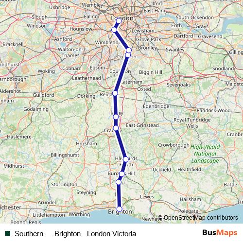 Southern rail Line Map