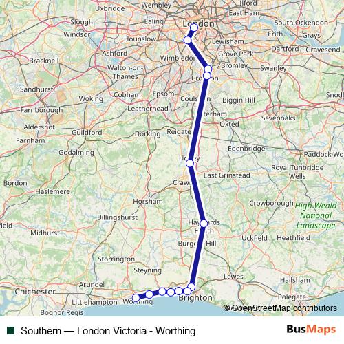 Southern rail Line Map