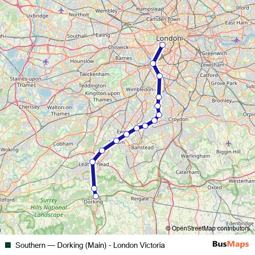 Southern rail Line Map