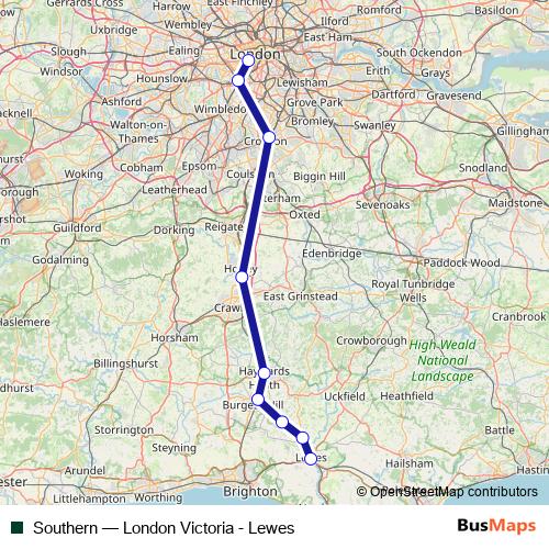 Southern rail Line Map