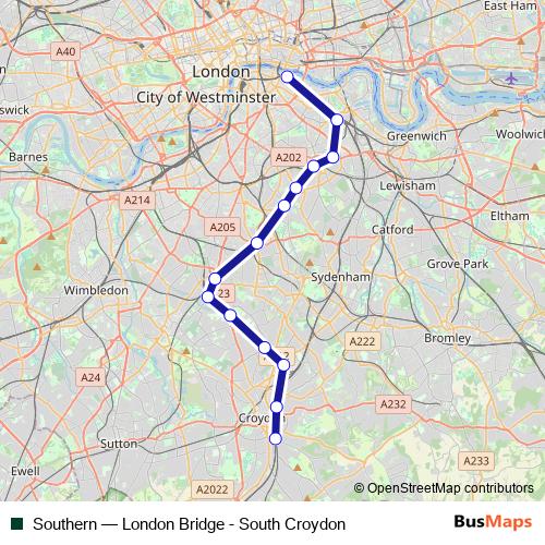 Southern rail Line Map