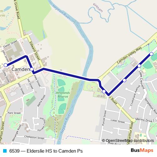 6539 bus Line Map