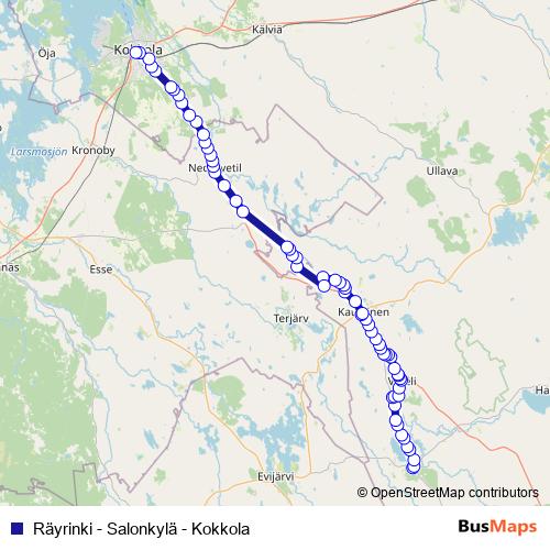 Räyrinki - Salonkylä - Kokkola bus Line Map
