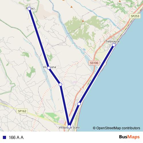 166 A A bus Line Map
