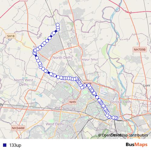 133up bus Line Map