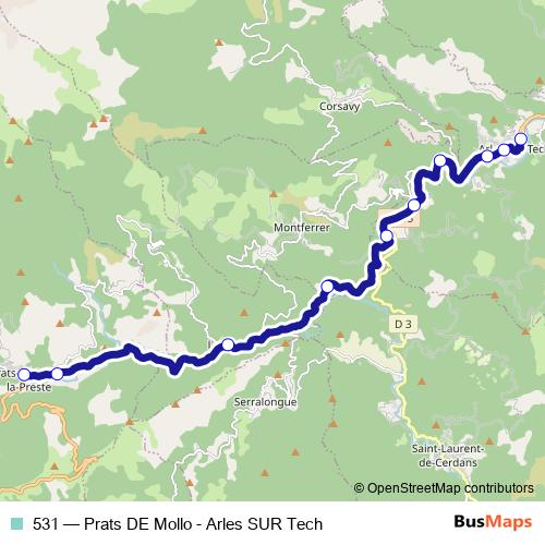 531 bus Line Map