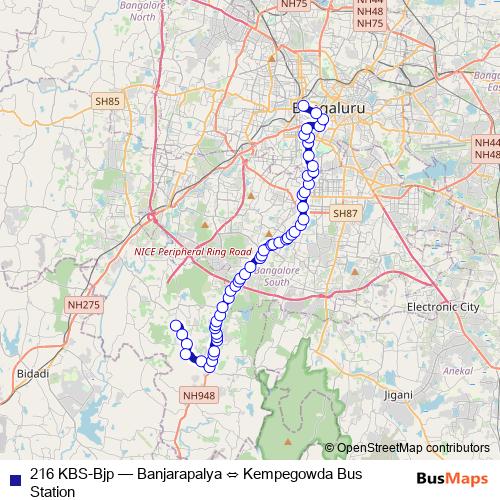 216 KBS-Bjp bus Line Map