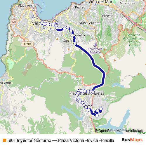 901 Inyector Nocturno bus Line Map