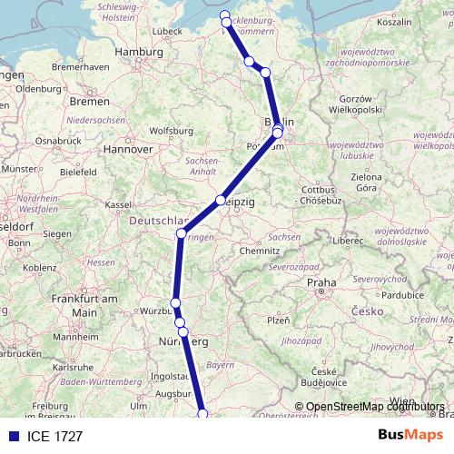 ICE 1727 rail Line Map