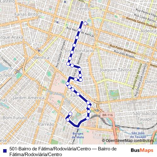 501-Bairro de Fátima/Rodoviária/Centro bus Line Map