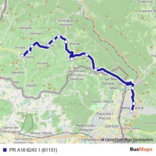 PR A18 6243 1 (61131) bus Line Map