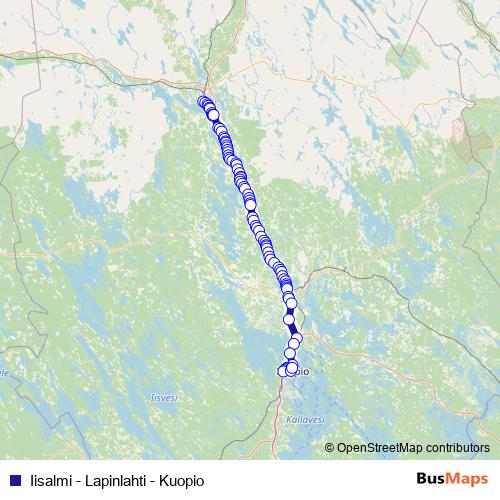 Iisalmi - Lapinlahti - Kuopio bus Line Map