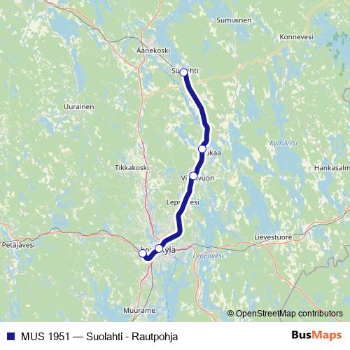MUS 1951 rail Line Map