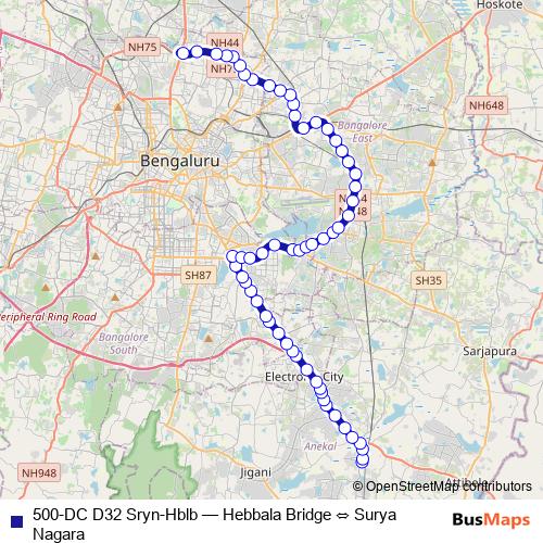 500-DC D32 Sryn-Hblb bus Line Map