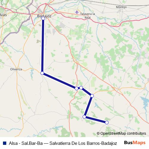 Alsa - Sal.Bar-Ba bus Line Map