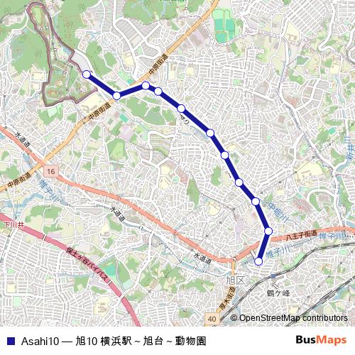 Asahi10 bus Line Map