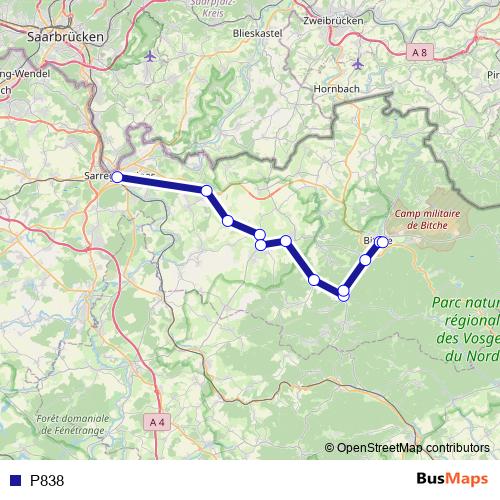 P838 bus Line Map