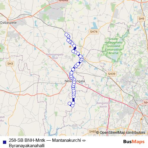 258-SB BNH-Mntk bus Line Map
