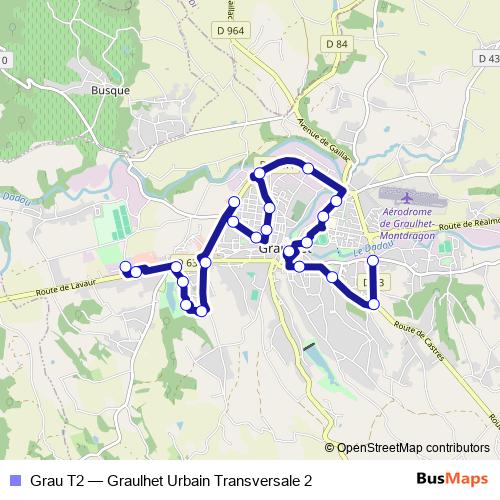 Grau T2 bus Line Map