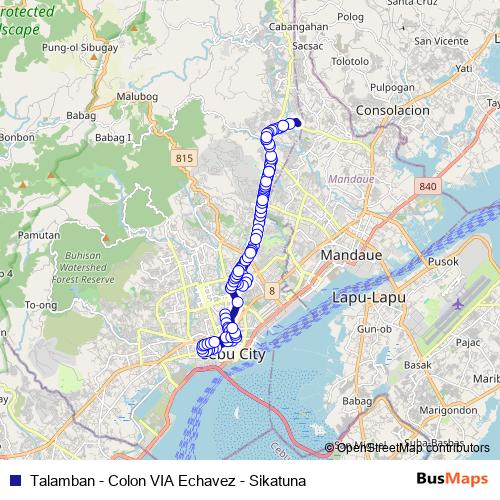 Talamban - Colon VIA Echavez - Sikatuna bus Line Map