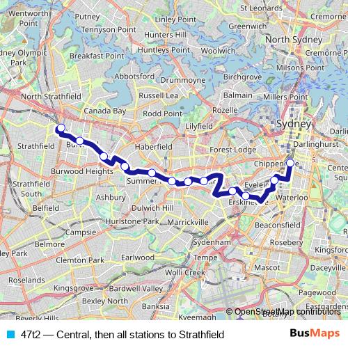 47t2 bus Line Map
