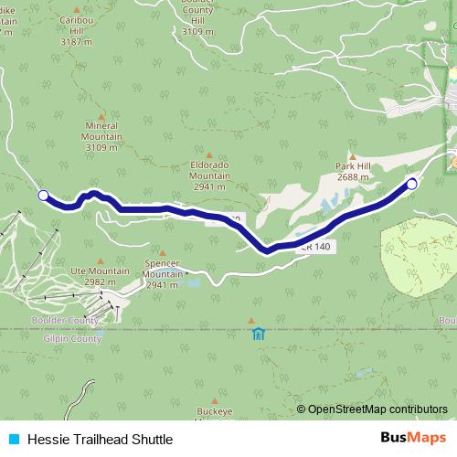 Hessie Trailhead Shuttle bus Line Map