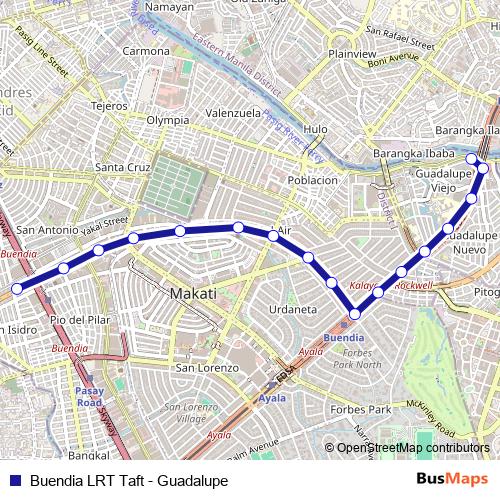 Buendia LRT Taft - Guadalupe bus Line Map