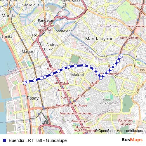 Buendia LRT Taft - Guadalupe bus Line Map