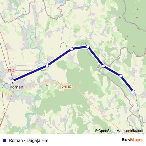 Roman - Dagâţa Hm rail Line Map