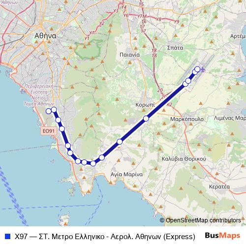 Χ97 bus Line Map