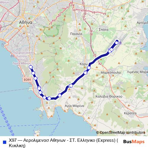 Χ97 bus Line Map