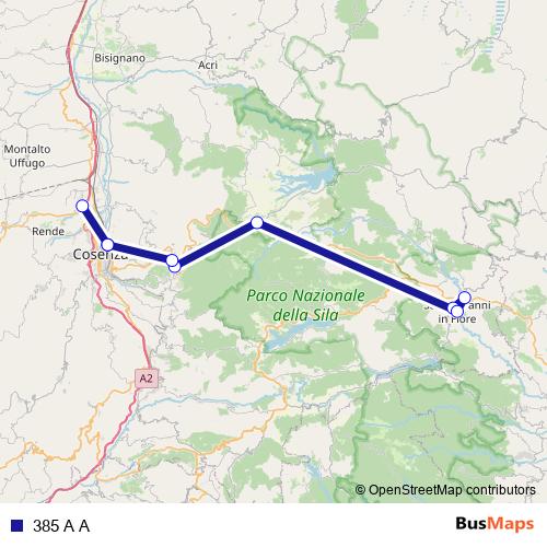 385 A A bus Line Map