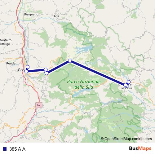 385 A A bus Line Map