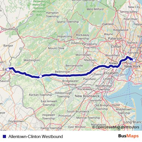 Allentown-Clinton Westbound bus Line Map