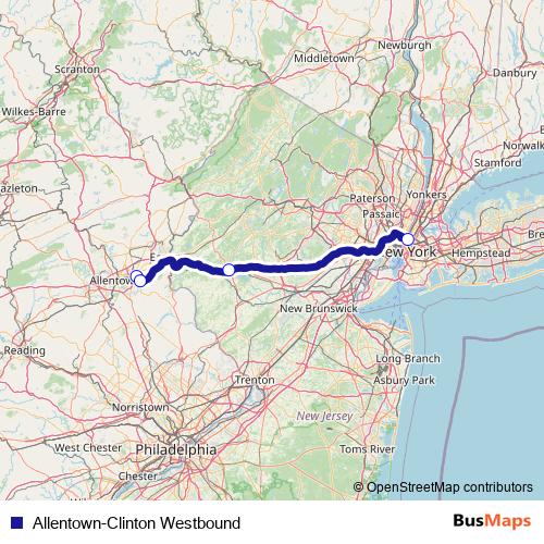 Allentown-Clinton Westbound bus Line Map
