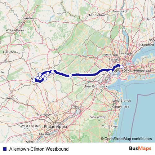 Allentown-Clinton Westbound bus Line Map
