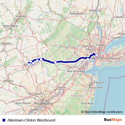 Allentown-Clinton Westbound bus Line Map