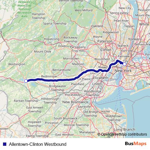 Allentown-Clinton Westbound bus Line Map