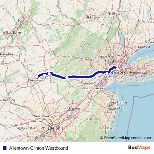 Allentown-Clinton Westbound bus Line Map