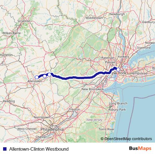 Allentown-Clinton Westbound bus Line Map