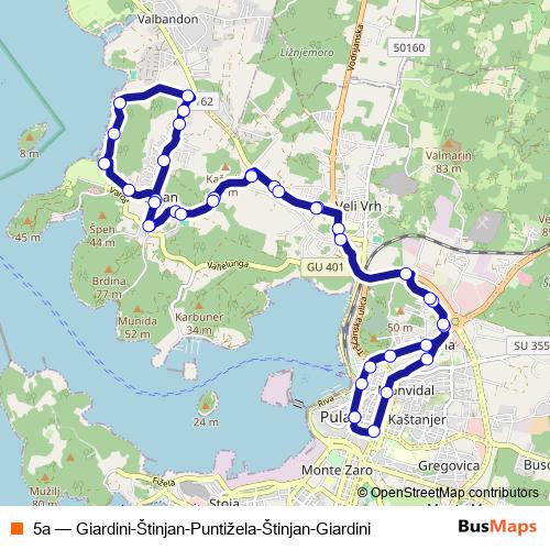 5a bus Line Map